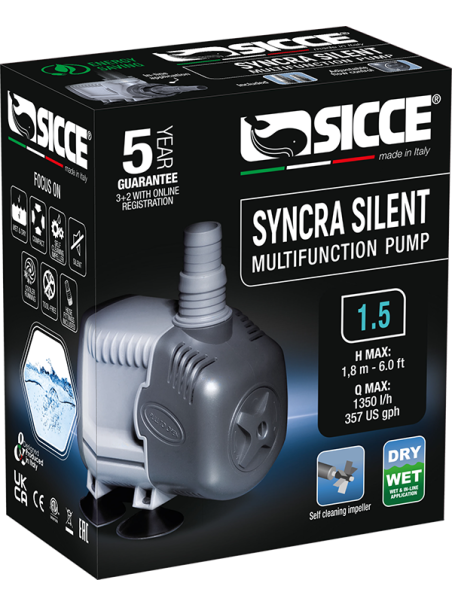 SICCE Syncra Silent 1.5 – Bomba de agua silenciosa para acuarios