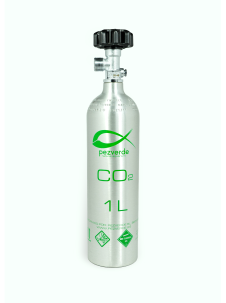Botella de CO2 PezVerde 1L Aluminio – Recargable y ligera para acuarios plantados